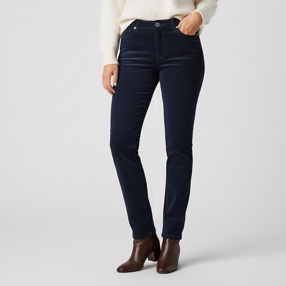 Buffalo David Bitton Navy Corduroy Mid Rise Slim Fit Stretch Pants Size 14X30